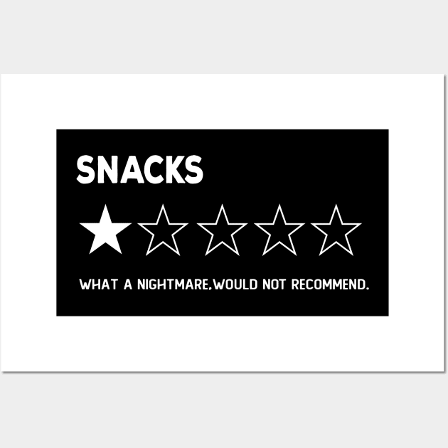 snacks, One Star, what a Nightmare, Would Not Recommend diet Sarcastic Review Wall Art by NIKA13